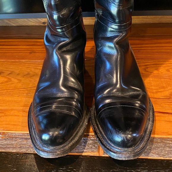 PRADA Vintage Black Cowboy/ Riding Leather Boot Women Size 37 Preowned Beautiful - Picture 3 of 9